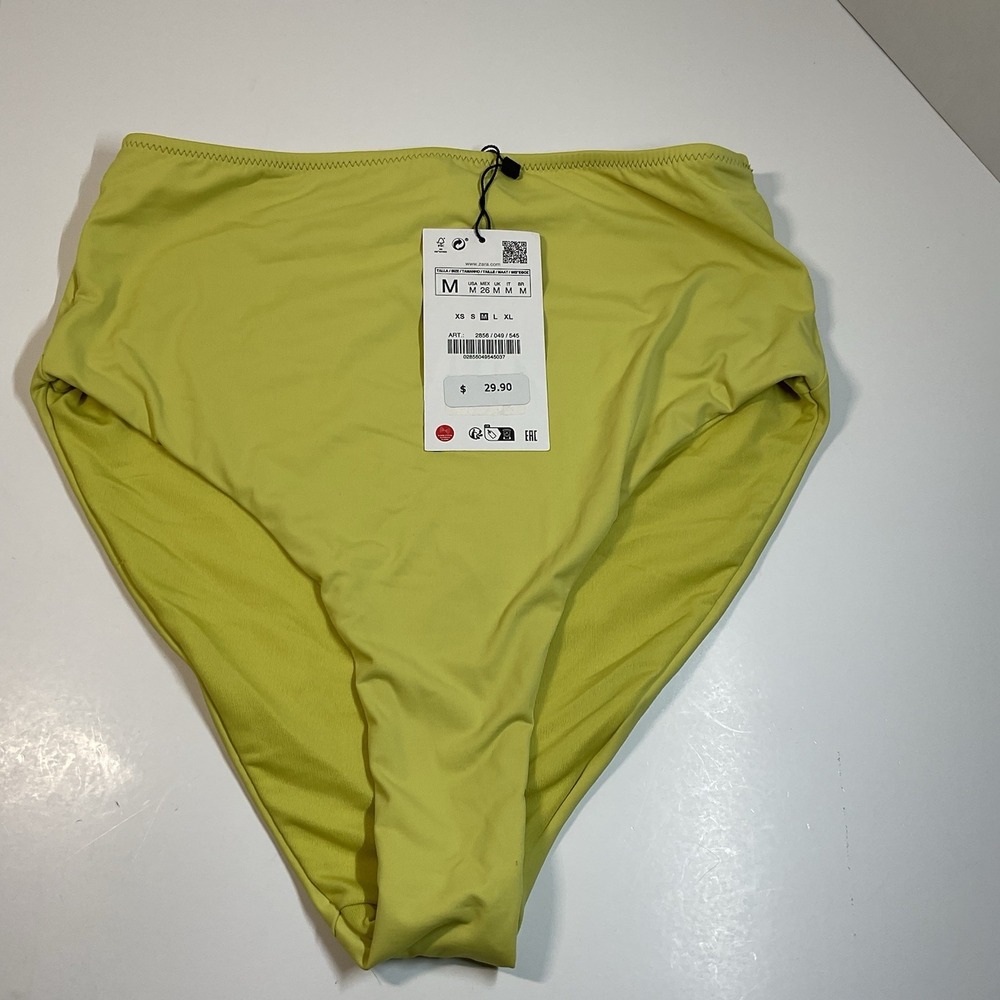 Zara Bikini Bottom Medium Yellow NWT High Waist